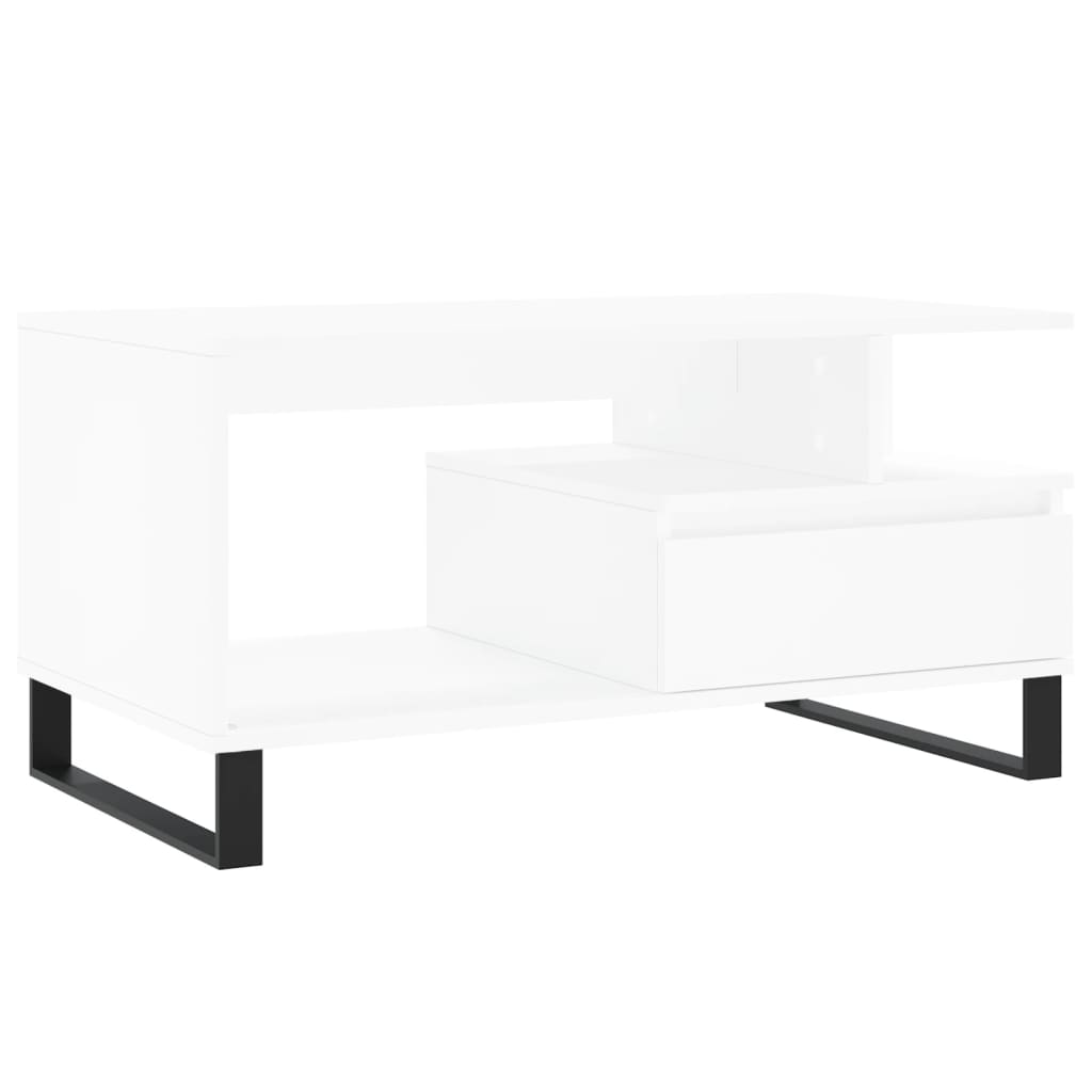 Salongbord Hvit 90X49X45 Cm Konstruert Tre