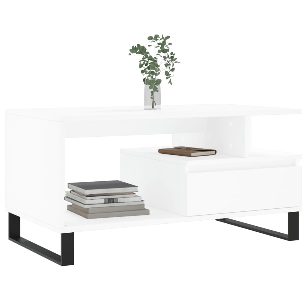 Salongbord Hvit 90X49X45 Cm Konstruert Tre