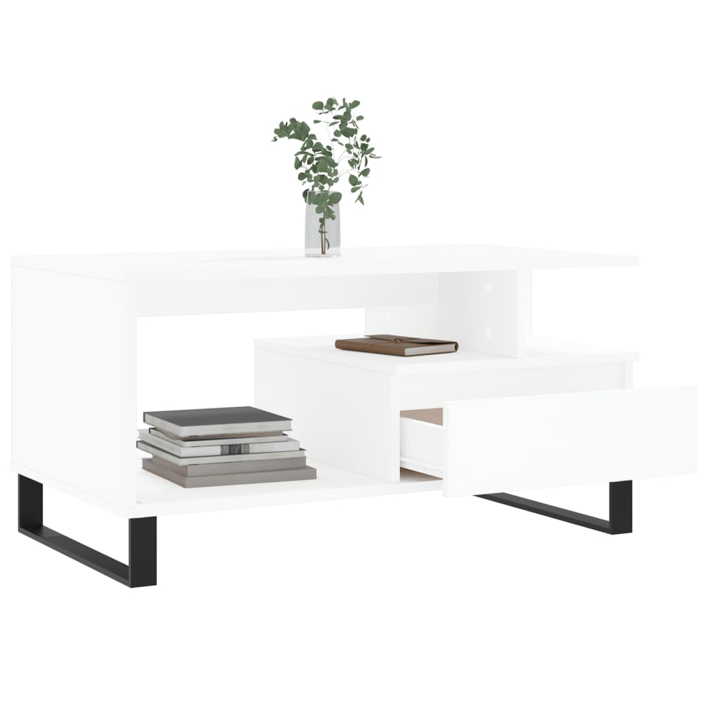 Salongbord Hvit 90X49X45 Cm Konstruert Tre