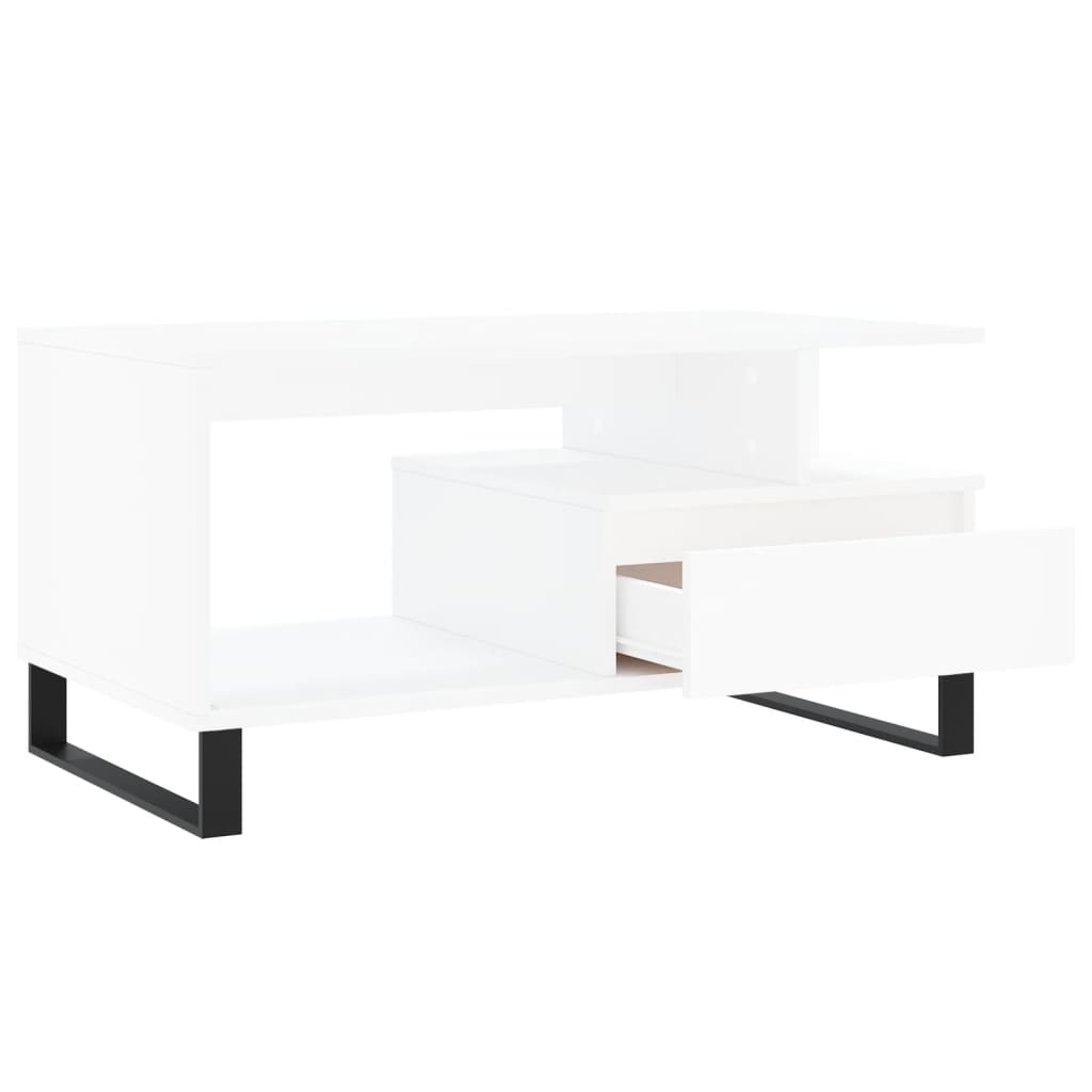 Salongbord Hvit 90X49X45 Cm Konstruert Tre