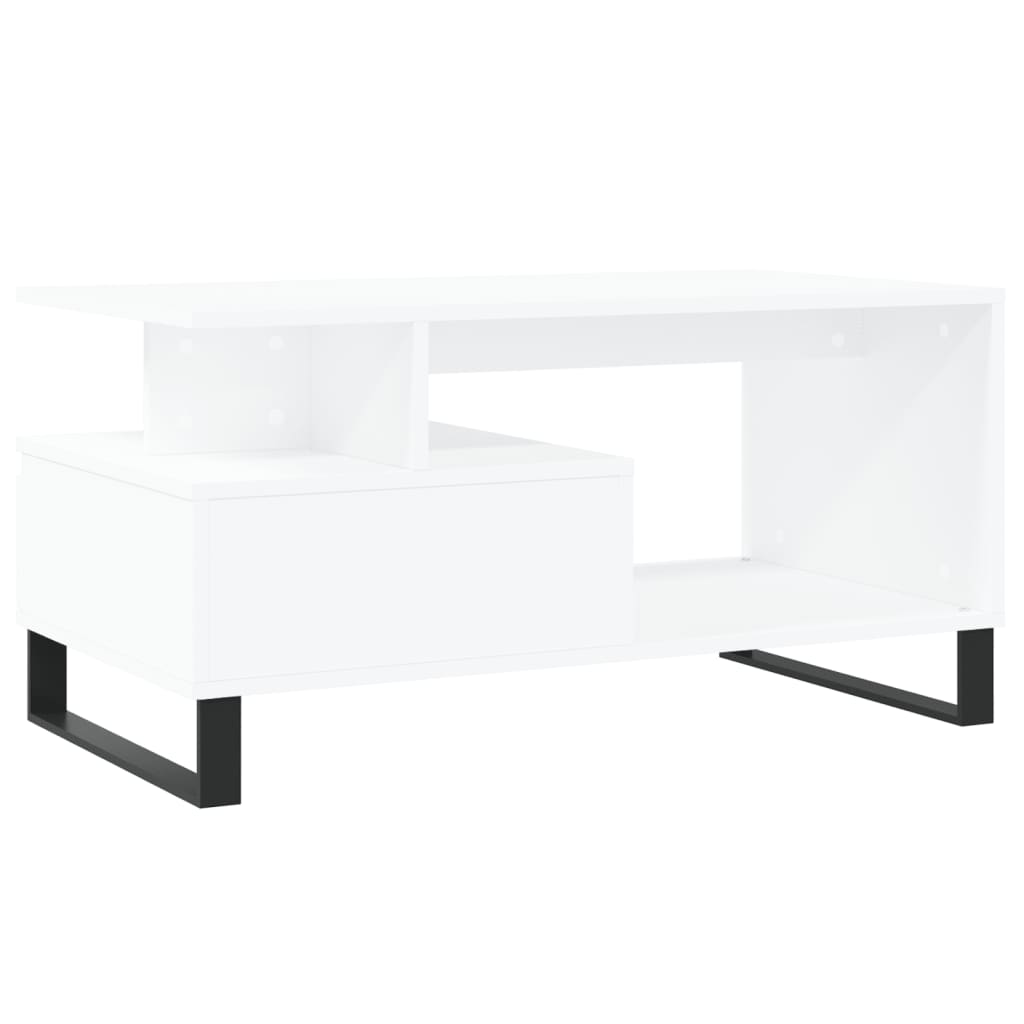 Salongbord Hvit 90X49X45 Cm Konstruert Tre