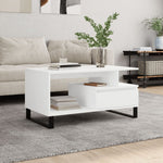Salongbord Hvit 90X49X45 Cm Konstruert Tre