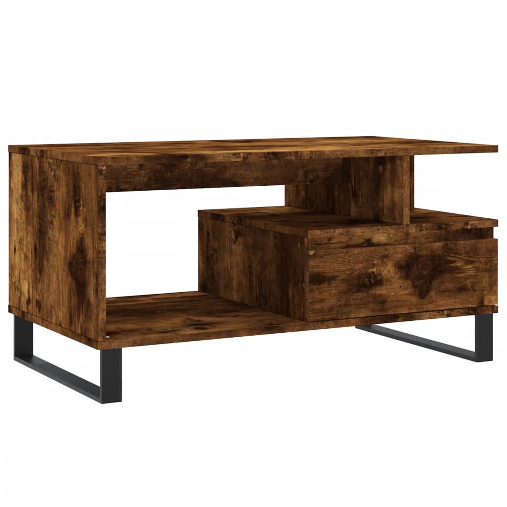 Salongbord Røkt Eik 90X49X45 Cm Konstruert Tre