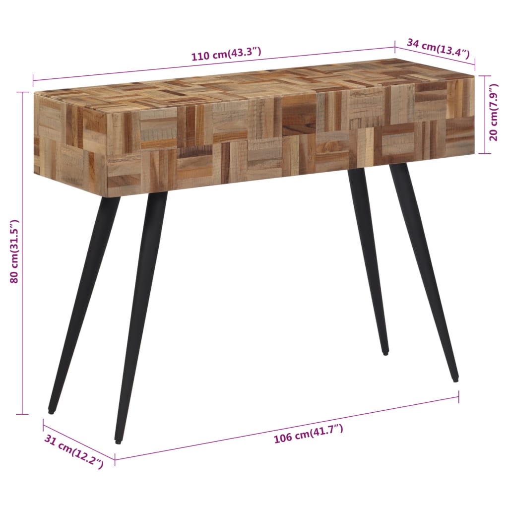 Konsollbord 110X34X80 Cm Gjenvunnet Heltre Teak