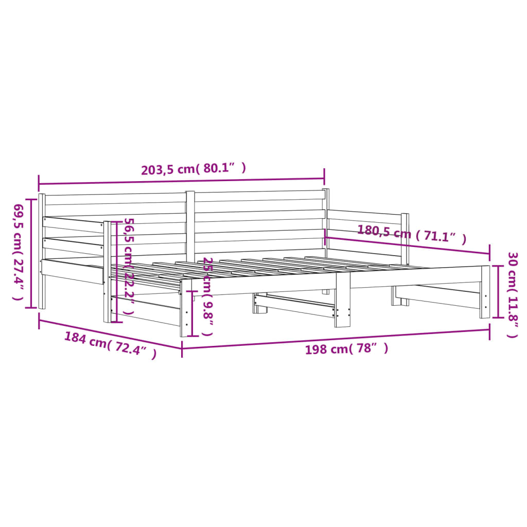 Uttrekkbar Dagseng 90X200 Cm Heltre Furu