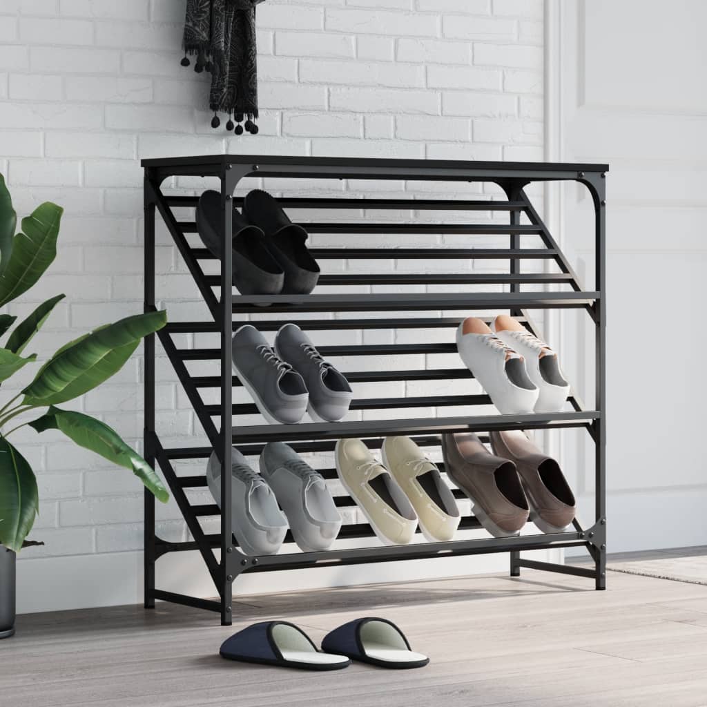Skohylle Svart 90X30X85 Cm Konstruert Tre