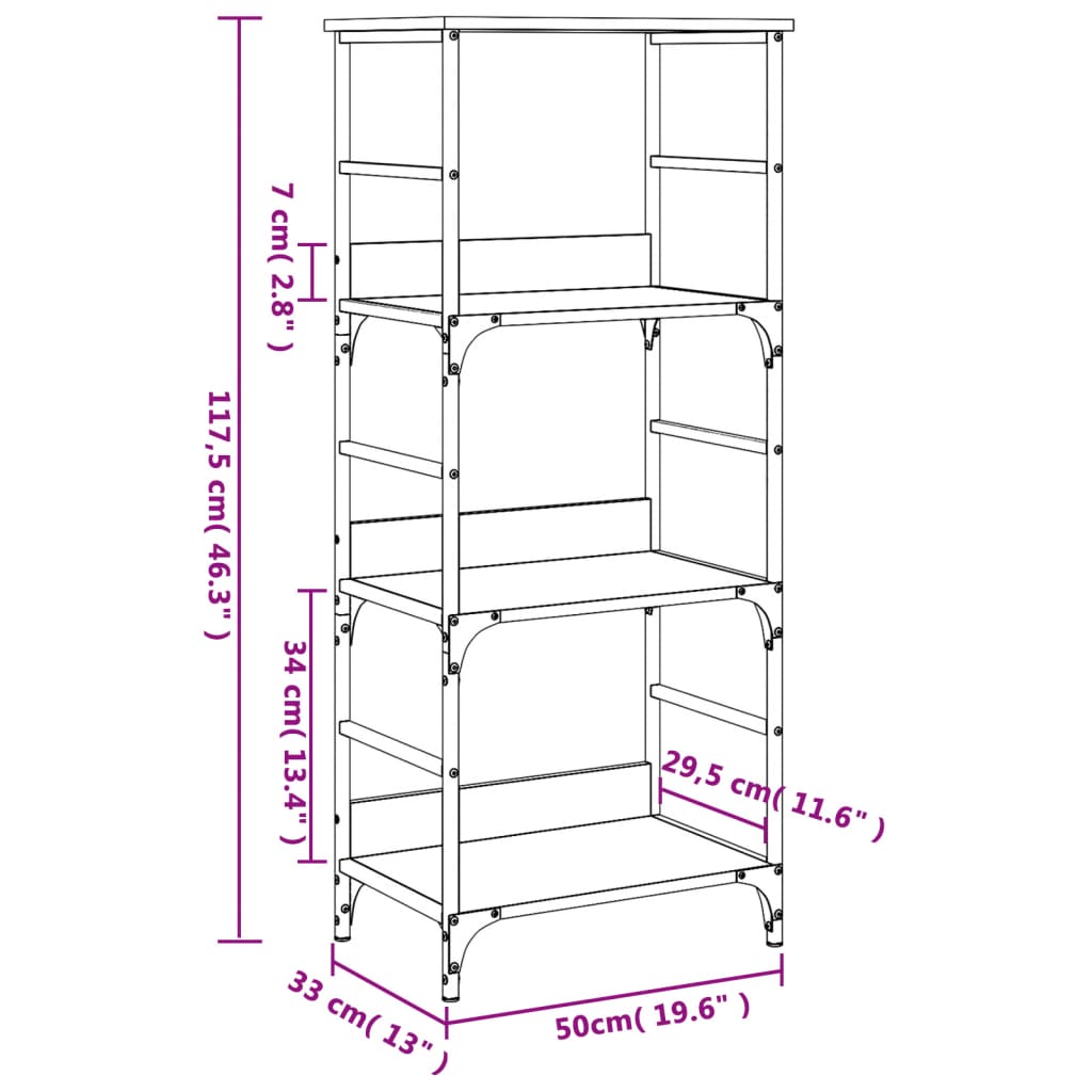 Bokhylle Svart 50X33X117,5 Cm Konstruert Tre