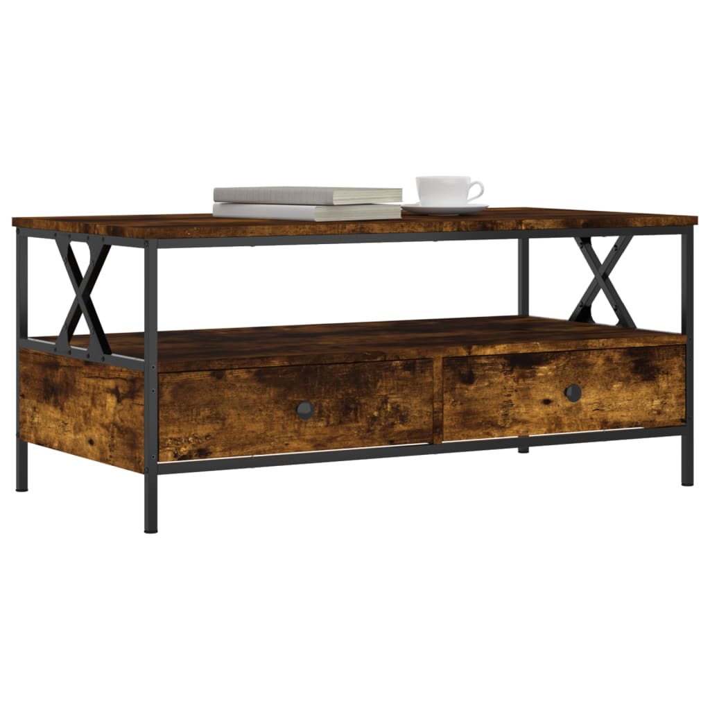 Salongbord Røkt Eik 100X51X45 Cm Konstruert Tre