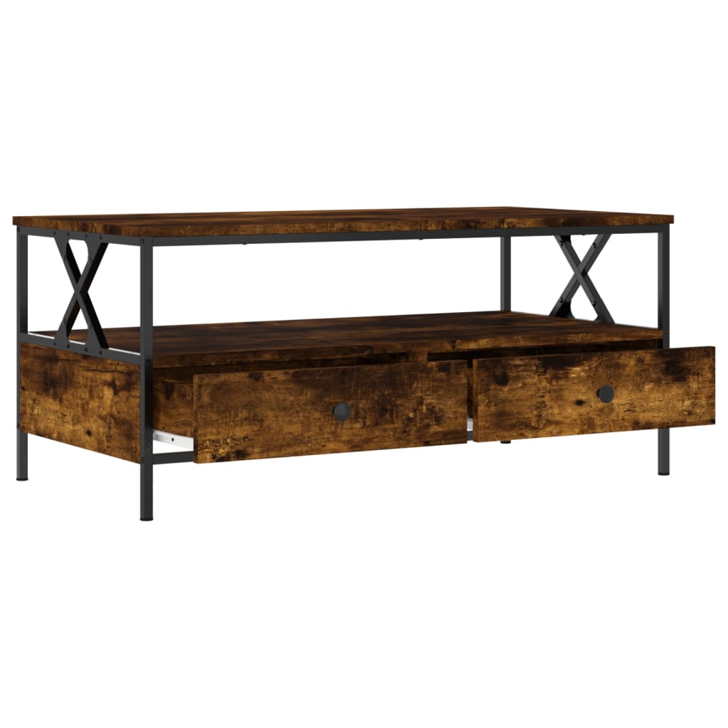Salongbord Røkt Eik 100X51X45 Cm Konstruert Tre