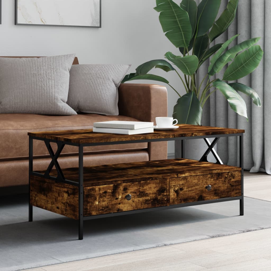 Salongbord Røkt Eik 100X51X45 Cm Konstruert Tre