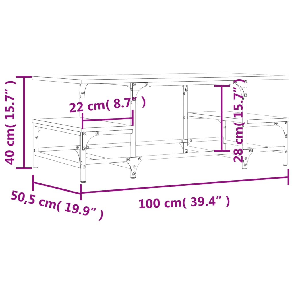 Salongbord Røkt Eik 100X50,5X40 Cm Konstruert Tre