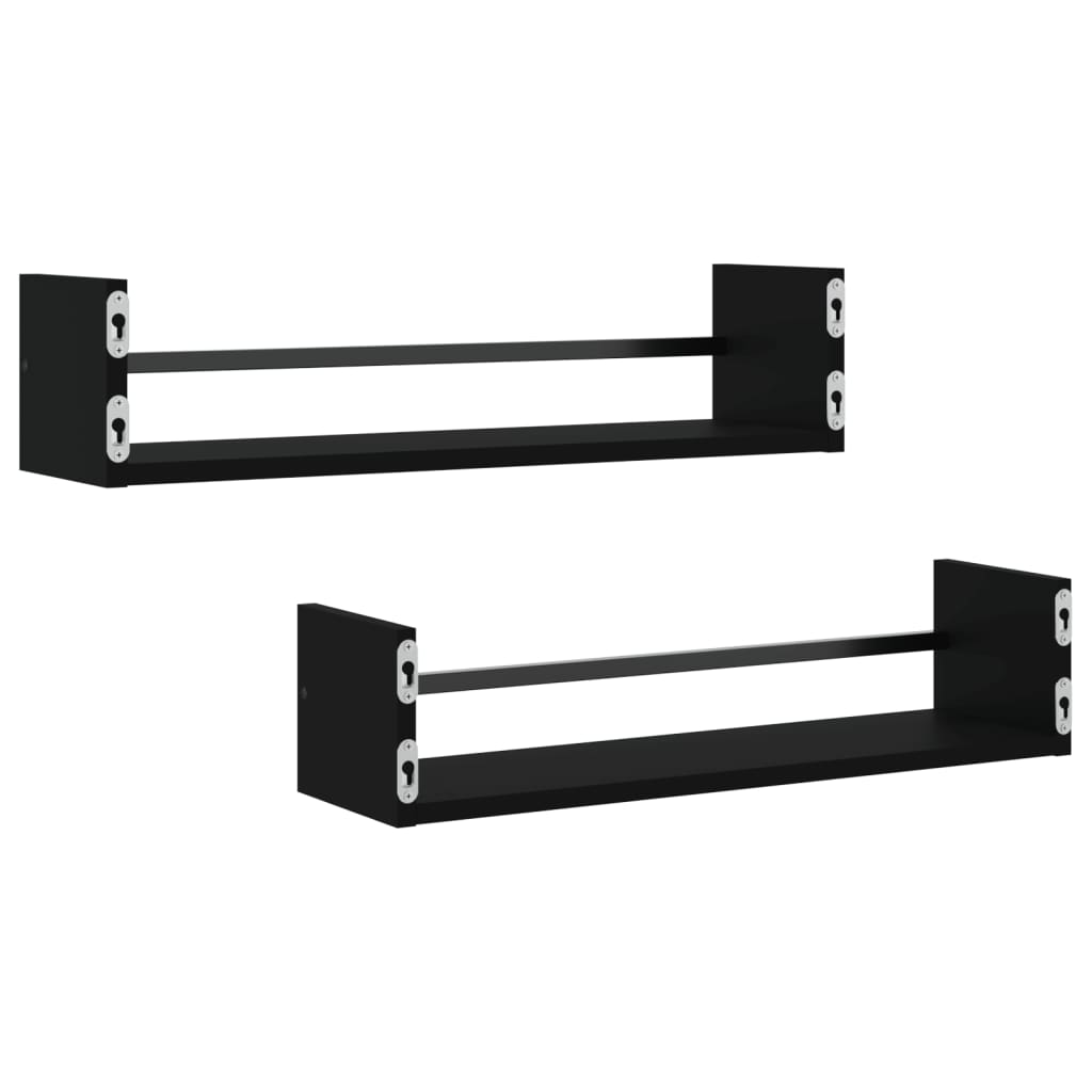 Vegghyller Med Stenger 2 Stk Svart 60X16X14 Cm