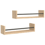 Vegghyller Med Stenger 2 Stk Sonoma Eik 60X16X14 Cm
