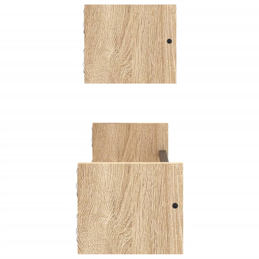 Vegghyller Med Stenger 2 Stk Sonoma Eik 60X16X14 Cm