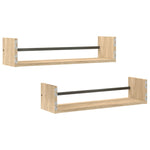 Vegghyller Med Stenger 2 Stk Sonoma Eik 60X16X14 Cm