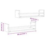 Vegghyller Med Stenger 2 Stk Sonoma Eik 60X16X14 Cm