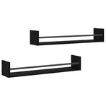 Vegghyller Med Stenger 2 Stk Svart 80X16X14 Cm