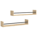 Vegghyller Med Stenger 2 Stk Sonoma Eik 80X16X14 Cm