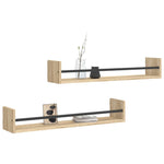 Vegghyller Med Stenger 2 Stk Sonoma Eik 80X16X14 Cm