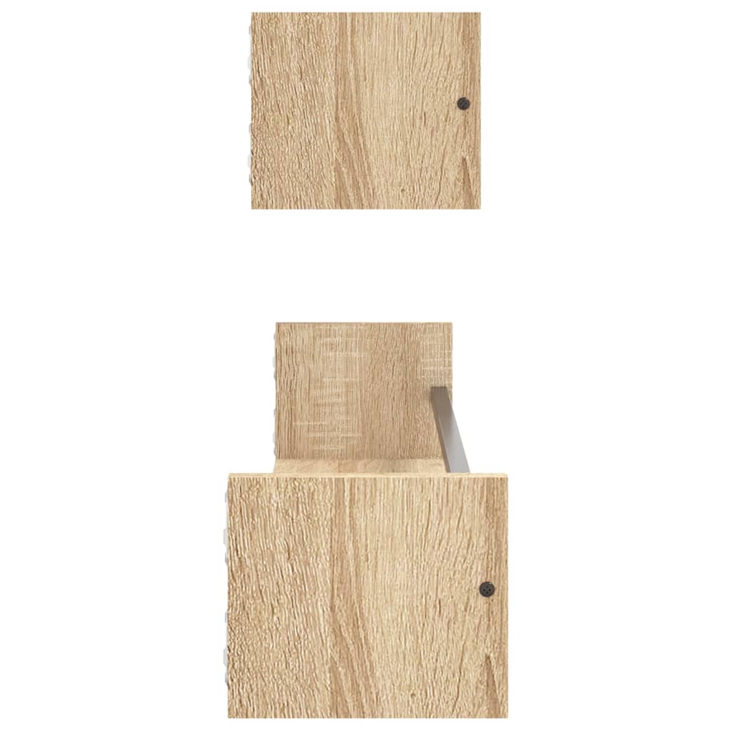 Vegghyller Med Stenger 2 Stk Sonoma Eik 80X16X14 Cm