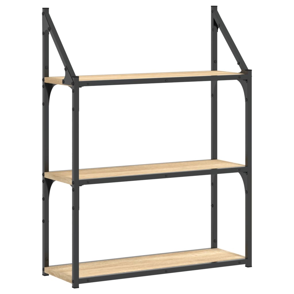 Vegghylle 3 Etasjer Sonoma Eik 60X21X78,5 Cm Konstruert Tre