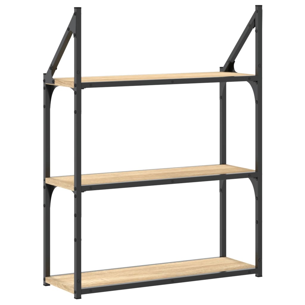 Vegghylle 3 Etasjer Sonoma Eik 60X21X78,5 Cm Konstruert Tre