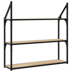 Vegghylle 3 Etasjer Sonoma Eik 80X21X78,5 Cm Konstruert Tre