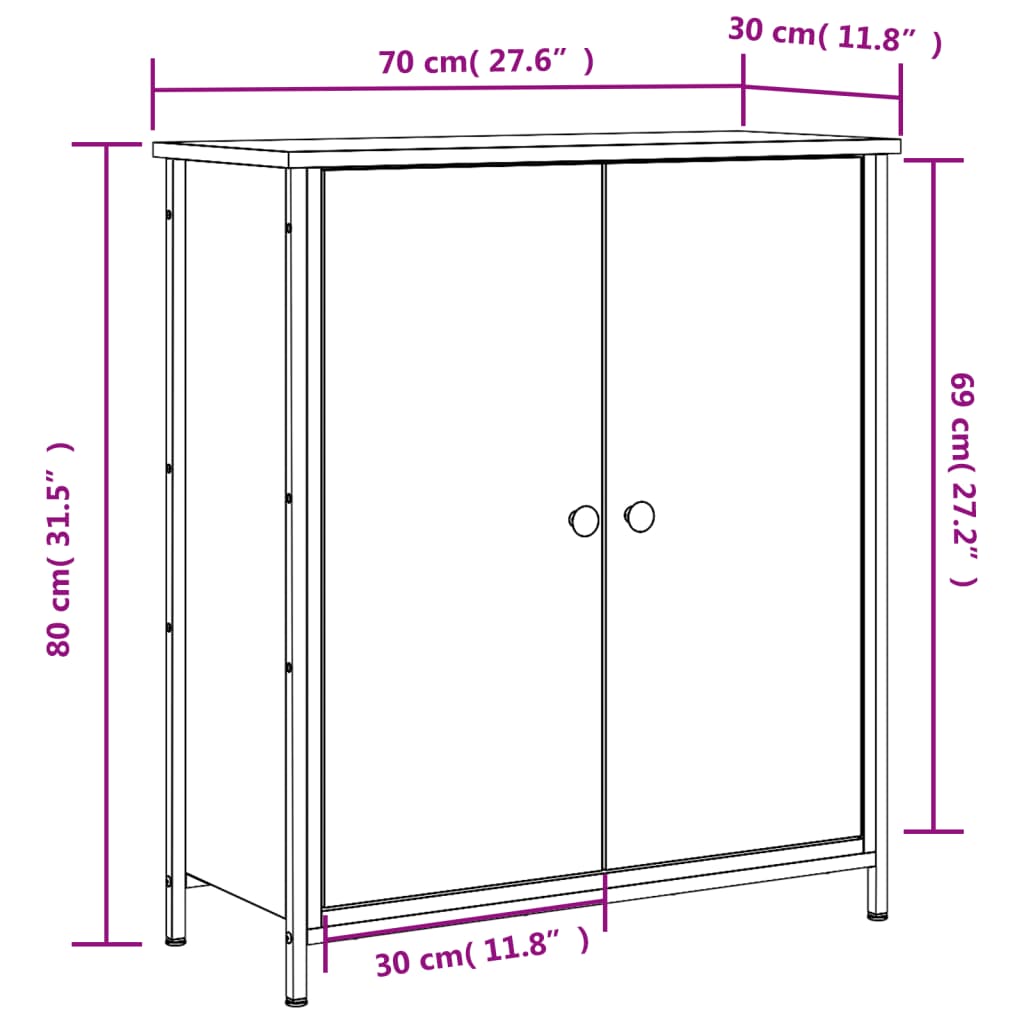 Skjenk Svart 70X30X80 Cm Konstruert Tre