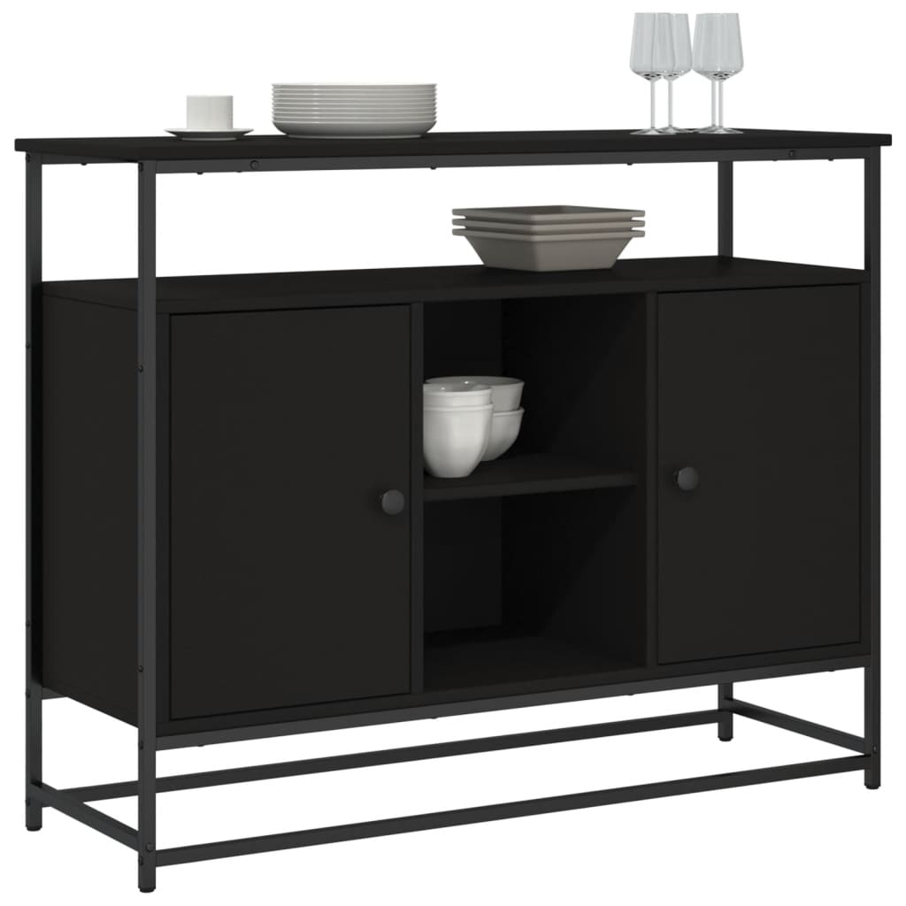 Skjenk Svart 100X35X80 Cm Konstruert Tre