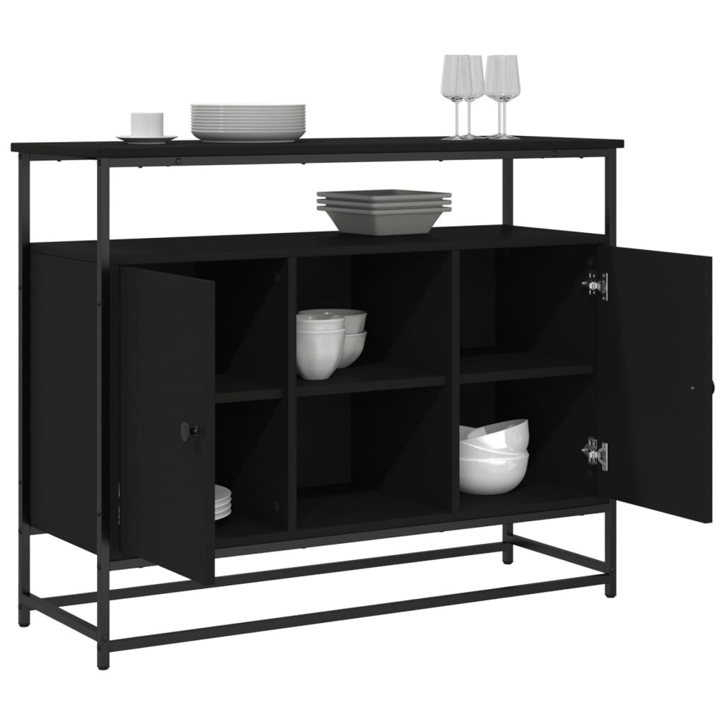 Skjenk Svart 100X35X80 Cm Konstruert Tre
