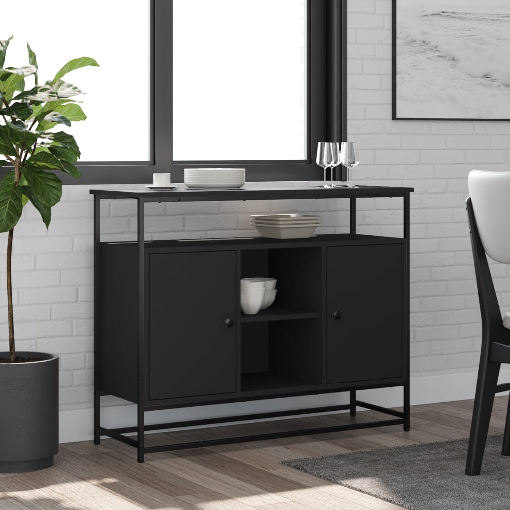Skjenk Svart 100X35X80 Cm Konstruert Tre