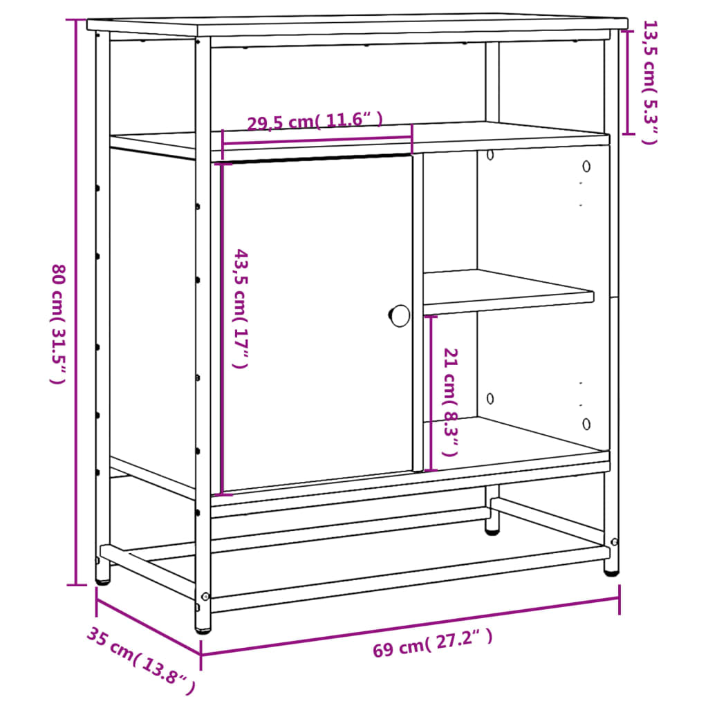 Skjenk Svart 69X35X80 Cm Konstruert Tre