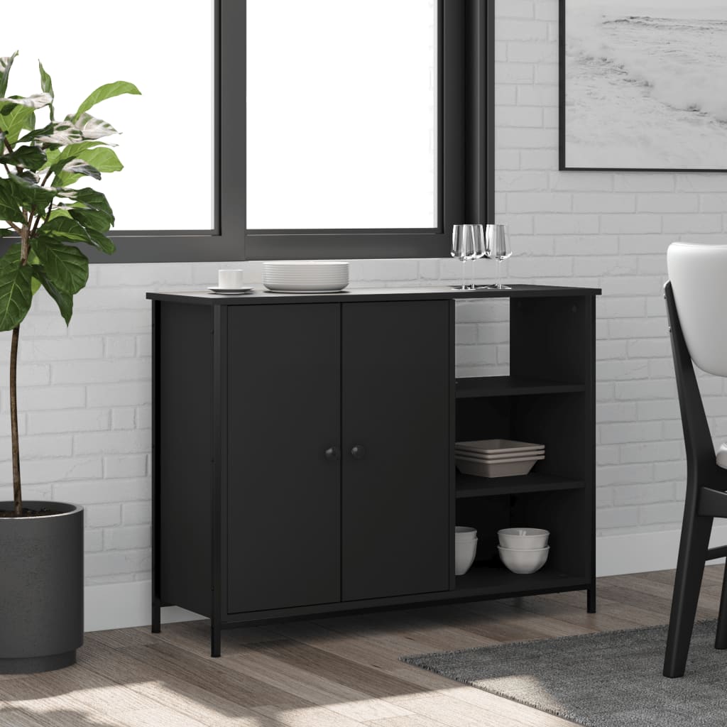 Skjenk Svart 100X33X75 Cm Konstruert Tre