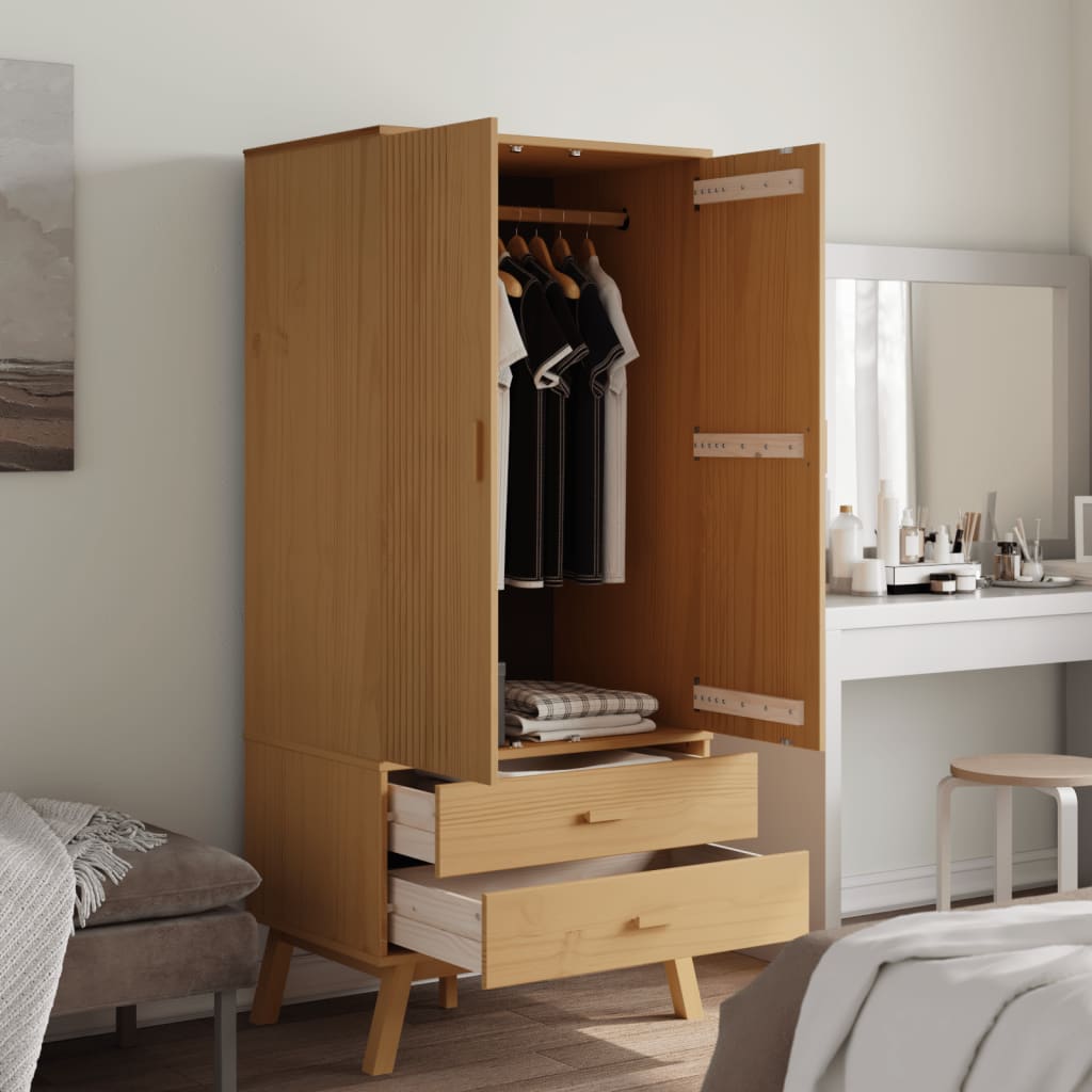 Garderobe Olden Brun 76,5X53X172 Cm Heltre Furu