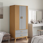 Garderobe Olden Grå Og Brun 76,5X53X172 Cm Heltre Furu