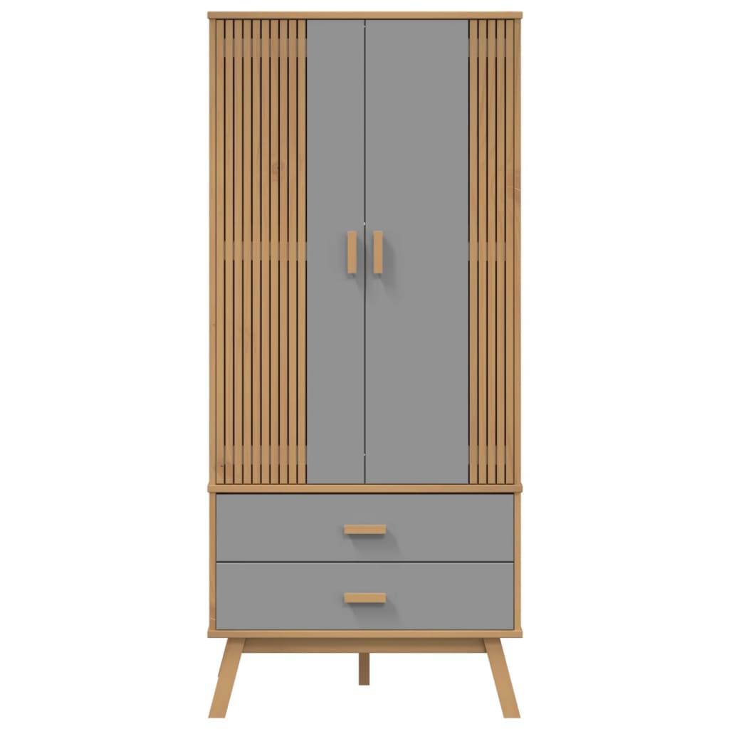Garderobe Olden Grå Og Brun 76,5X53X172 Cm Heltre Furu
