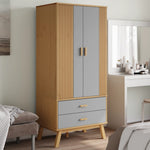 Garderobe Olden Grå Og Brun 76,5X53X172 Cm Heltre Furu
