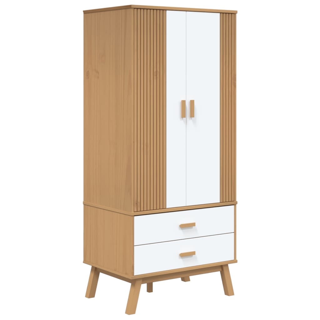 Garderobe Olden Hvit Og Brun 76,5X53X172 Cm Heltre Furu