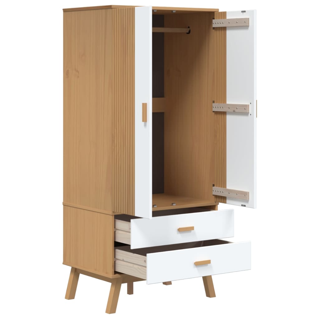 Garderobe Olden Hvit Og Brun 76,5X53X172 Cm Heltre Furu