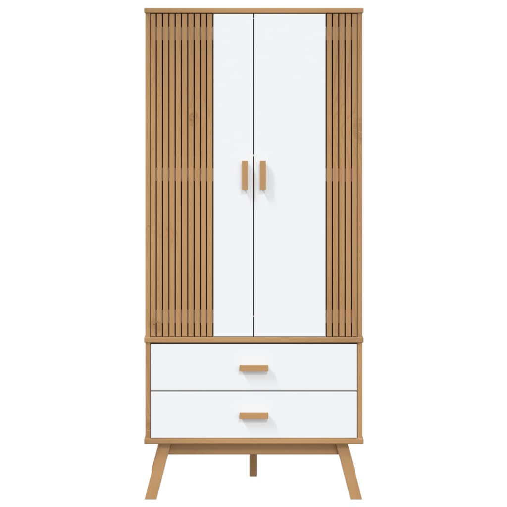 Garderobe Olden Hvit Og Brun 76,5X53X172 Cm Heltre Furu
