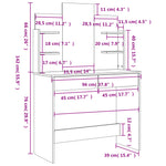 Sminkebord Med Speil Hvit 96X39X142 Cm