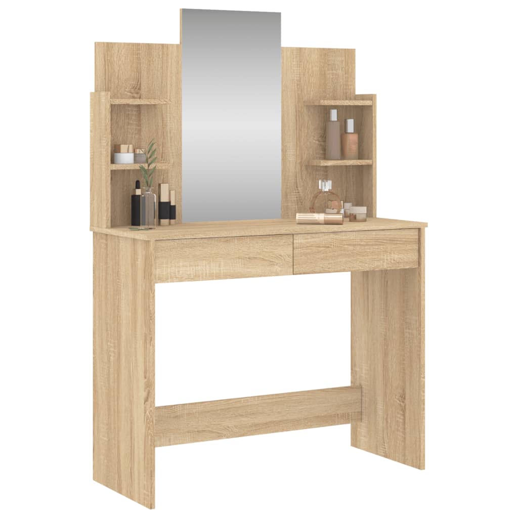 Sminkebord Med Speil Sonoma Eik 96X39X142 Cm