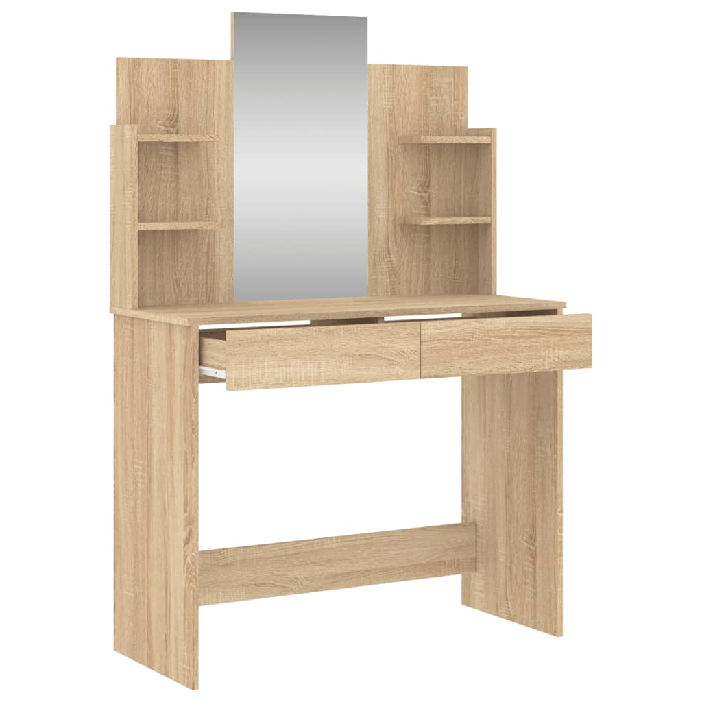 Sminkebord Med Speil Sonoma Eik 96X39X142 Cm
