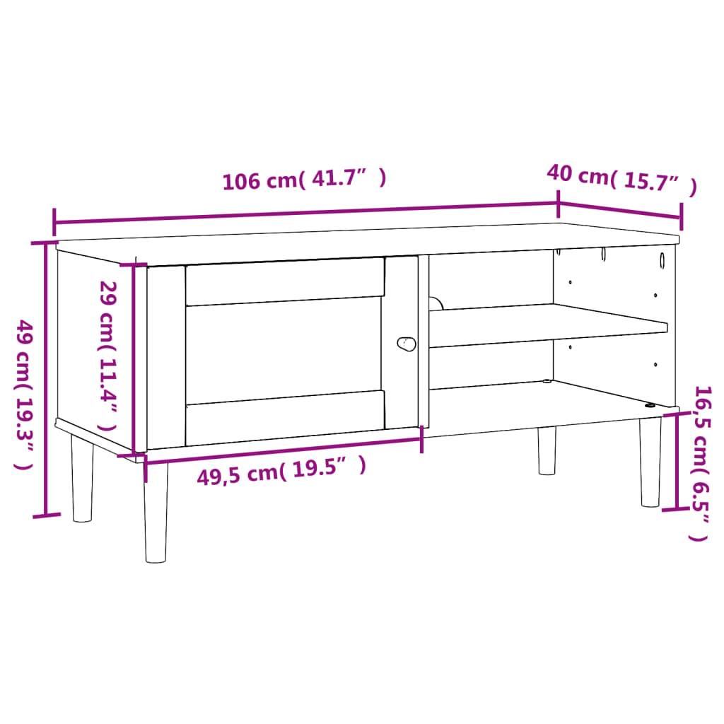 Tv-Benk Senja Rotting-Utseende Brun 106X40X49 Cm Heltre Furu