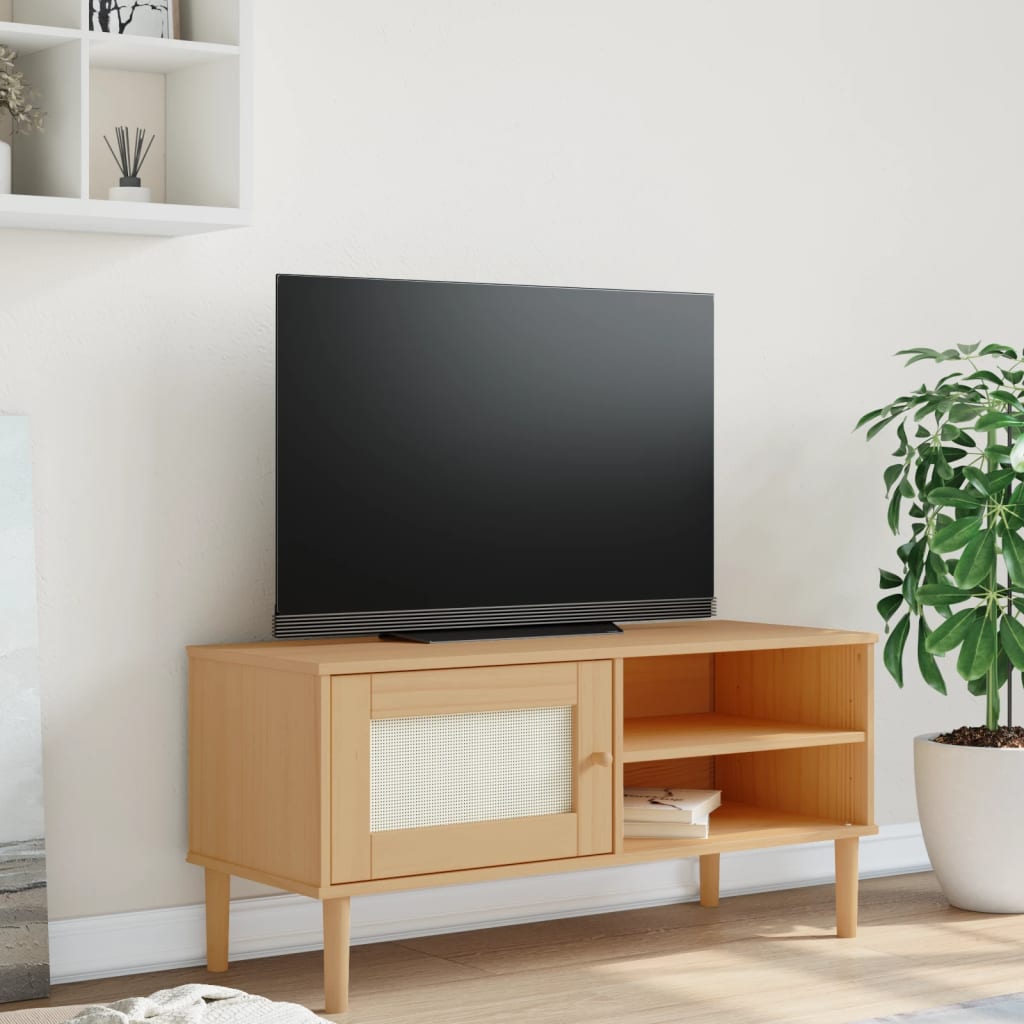 Tv-Benk Senja Rotting-Utseende Brun 106X40X49 Cm Heltre Furu