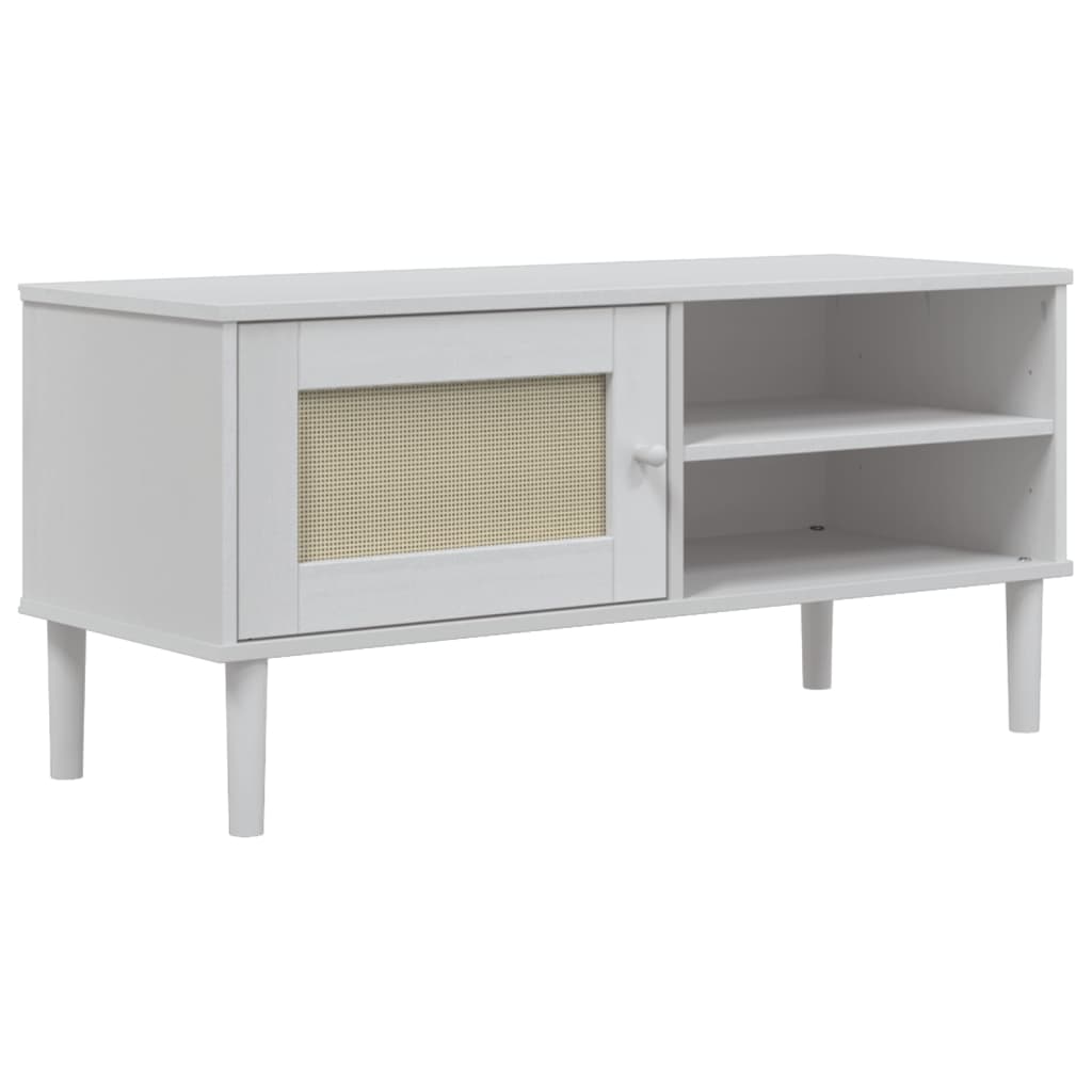 Tv-Benk Senja Rotting-Utseende Hvit 106X40X49Cm Cm Heltre Furu