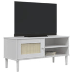 Tv-Benk Senja Rotting-Utseende Hvit 106X40X49Cm Cm Heltre Furu