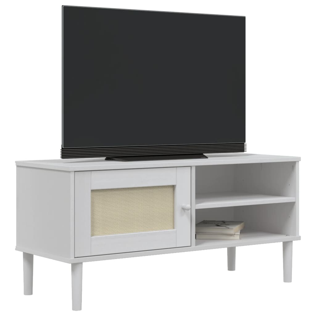 Tv-Benk Senja Rotting-Utseende Hvit 106X40X49Cm Cm Heltre Furu