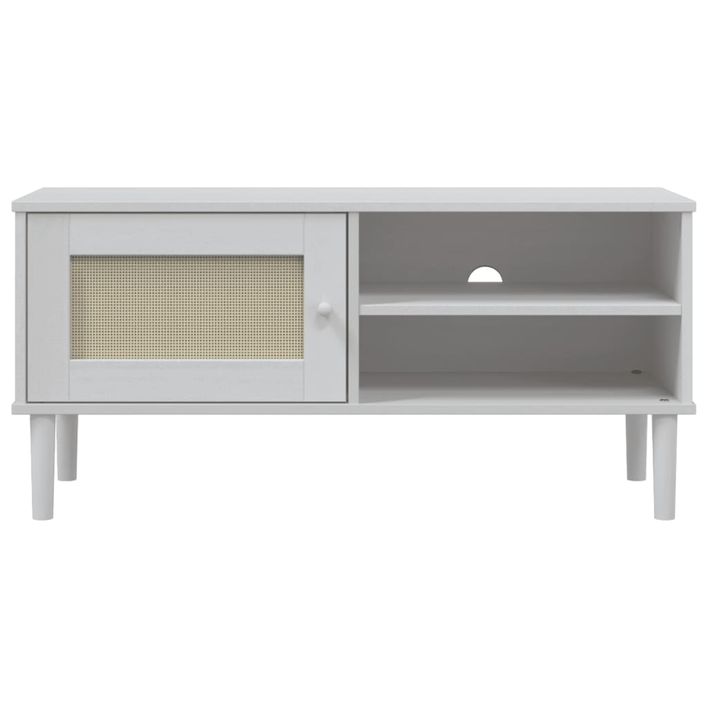 Tv-Benk Senja Rotting-Utseende Hvit 106X40X49Cm Cm Heltre Furu