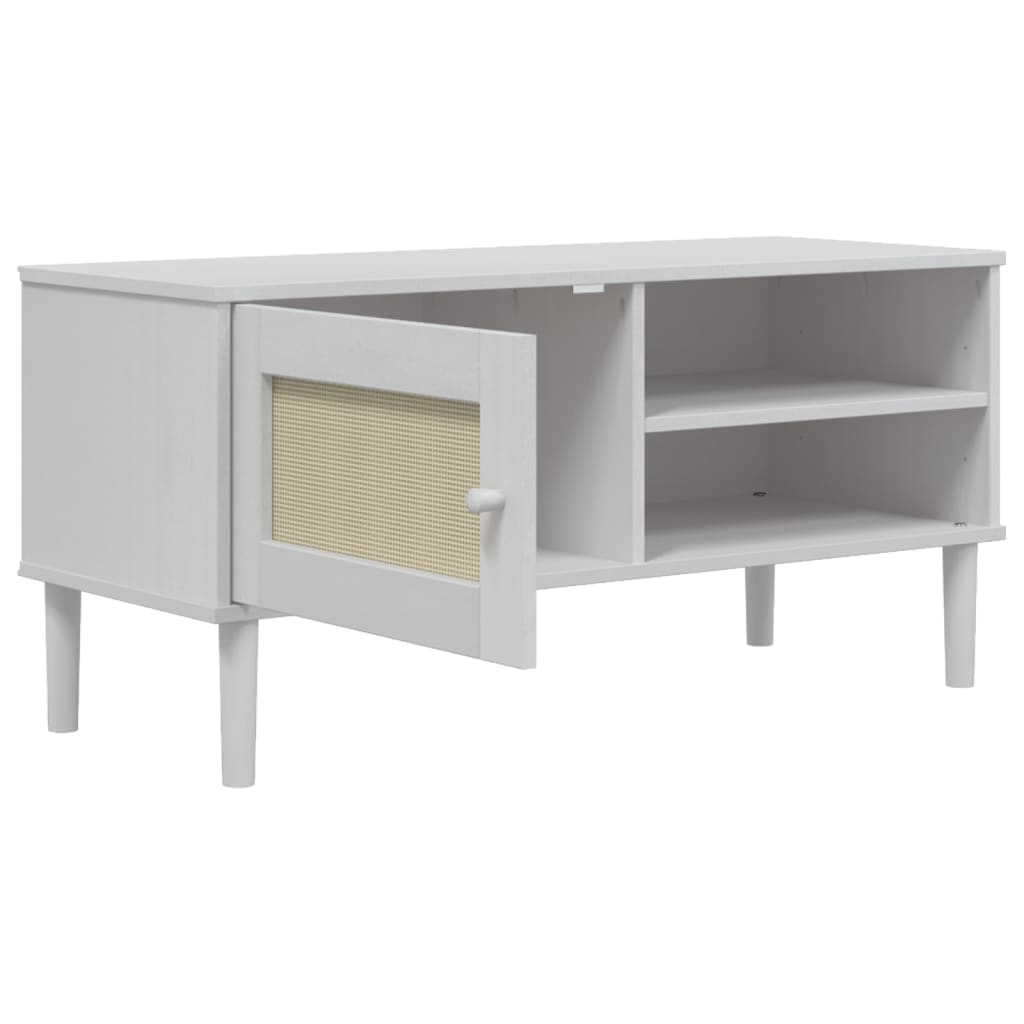 Tv-Benk Senja Rotting-Utseende Hvit 106X40X49Cm Cm Heltre Furu